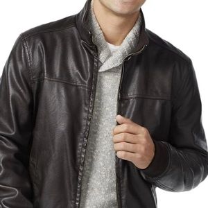 Tommy Hilfiger Men's Black Faux Leather Stand
Collar Bomber Jacket Size L